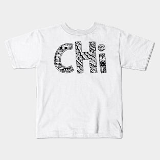 Chi Letter Doodle Pattern Kids T-Shirt